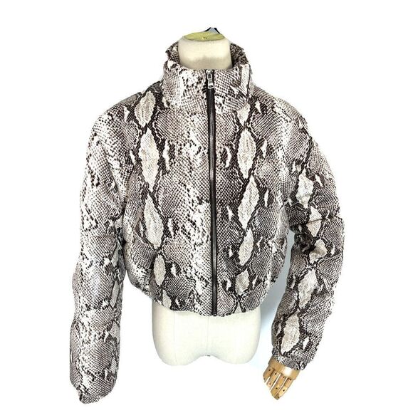 Revolve Tiger Mist Smalll Snake Print Cropped Puffer Jacket Australia Baddie - Picture 14 of 15